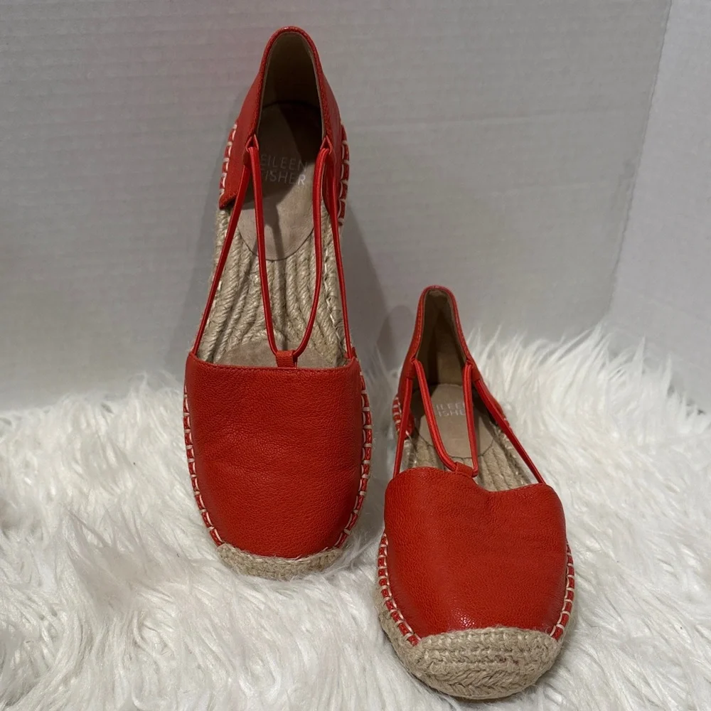 EILEEN Fisher Lee d’orsay espadrille in tangelo (orange) tumbled nubuck leather